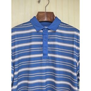 Callaway Polo Shirt Mens Large Blue Striped Opti Dri Golf Performance Polyester